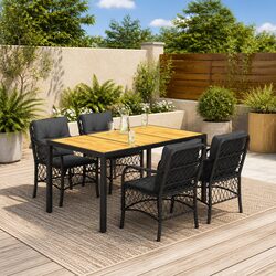 Specifications for 5-Piece Black Poly Rattan Dining Set