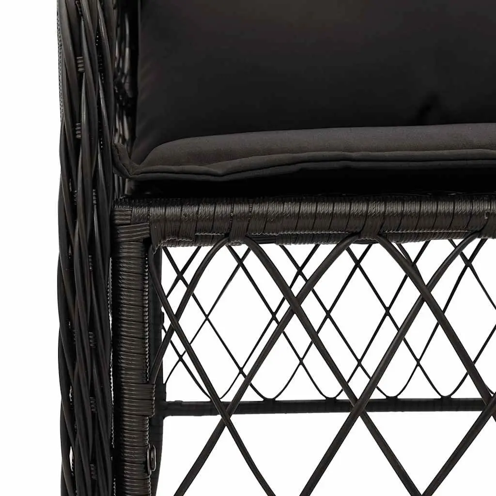 5 Piece Garden Dining Set Outdoor Black Poly Rattan Table and Chairs