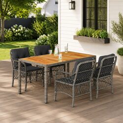 5-Piece Grey Poly Rattan Garden Dining Set Specifications