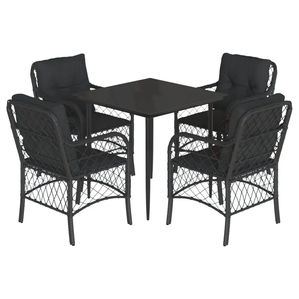 5 Piece Black PE Rattan Dining Set