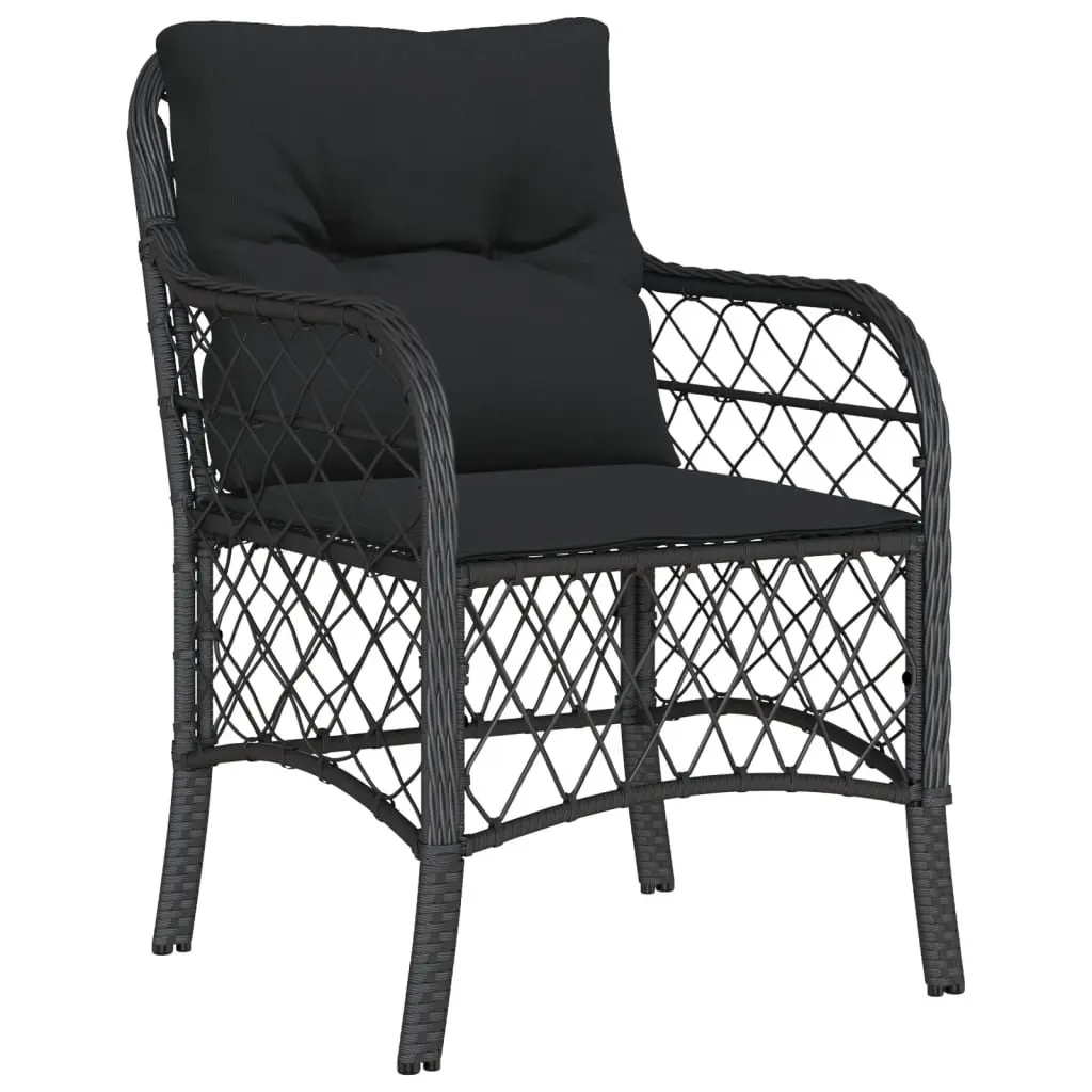 Outdoor Dining Set 5 Piece Garden Furniture Black Poly Rattan with Cushions