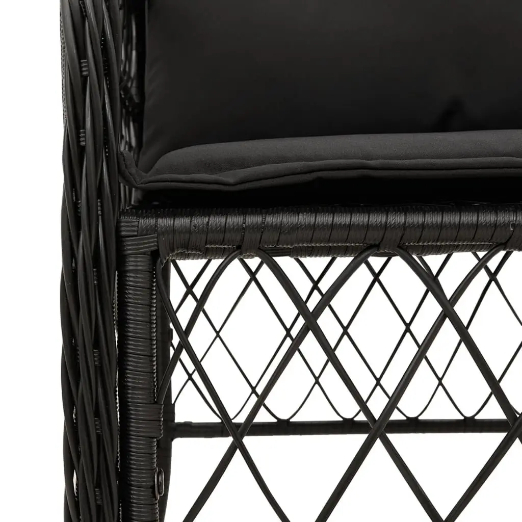 Garden Dining Set 5 Piece Outdoor Furniture Black Poly Rattan with Cushions
