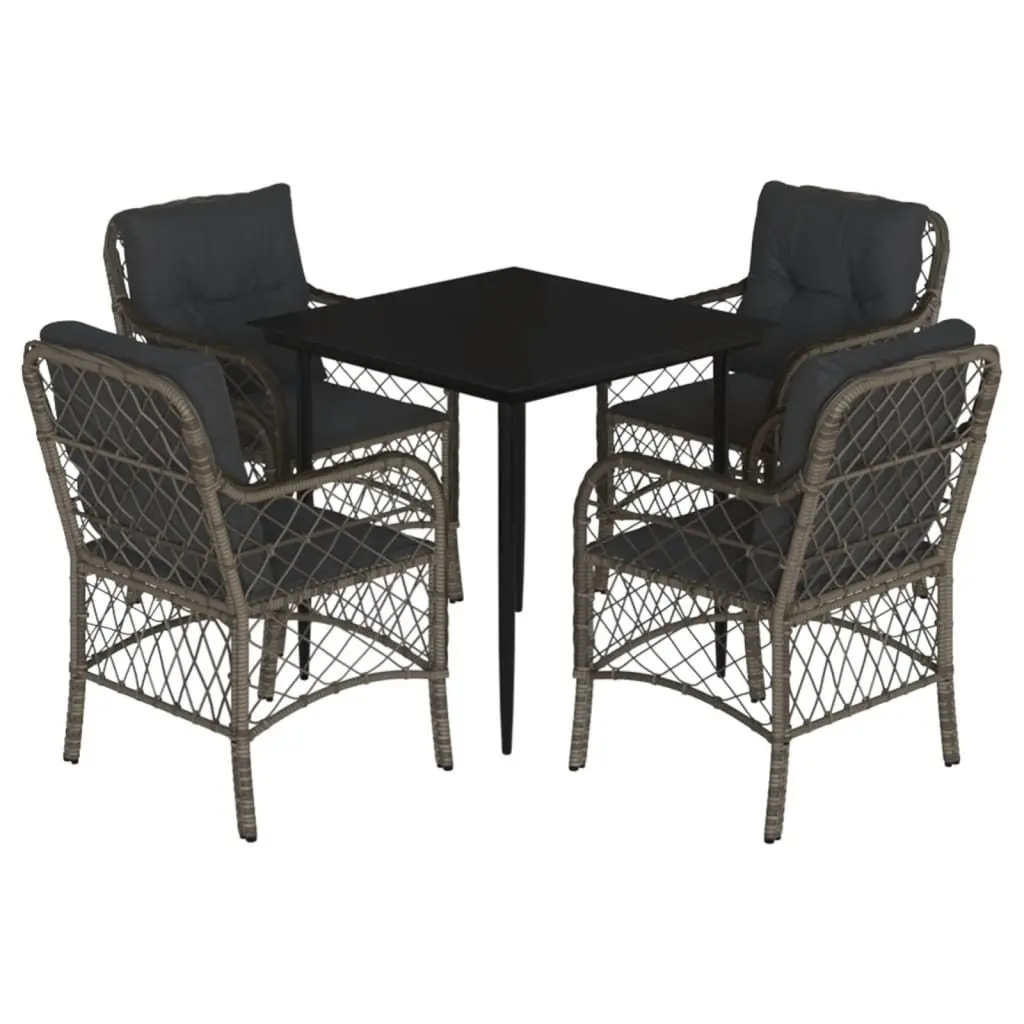 Garden Dining Set 5 Piece Outdoor Patio Furniture Grey Rattan Table Chairs