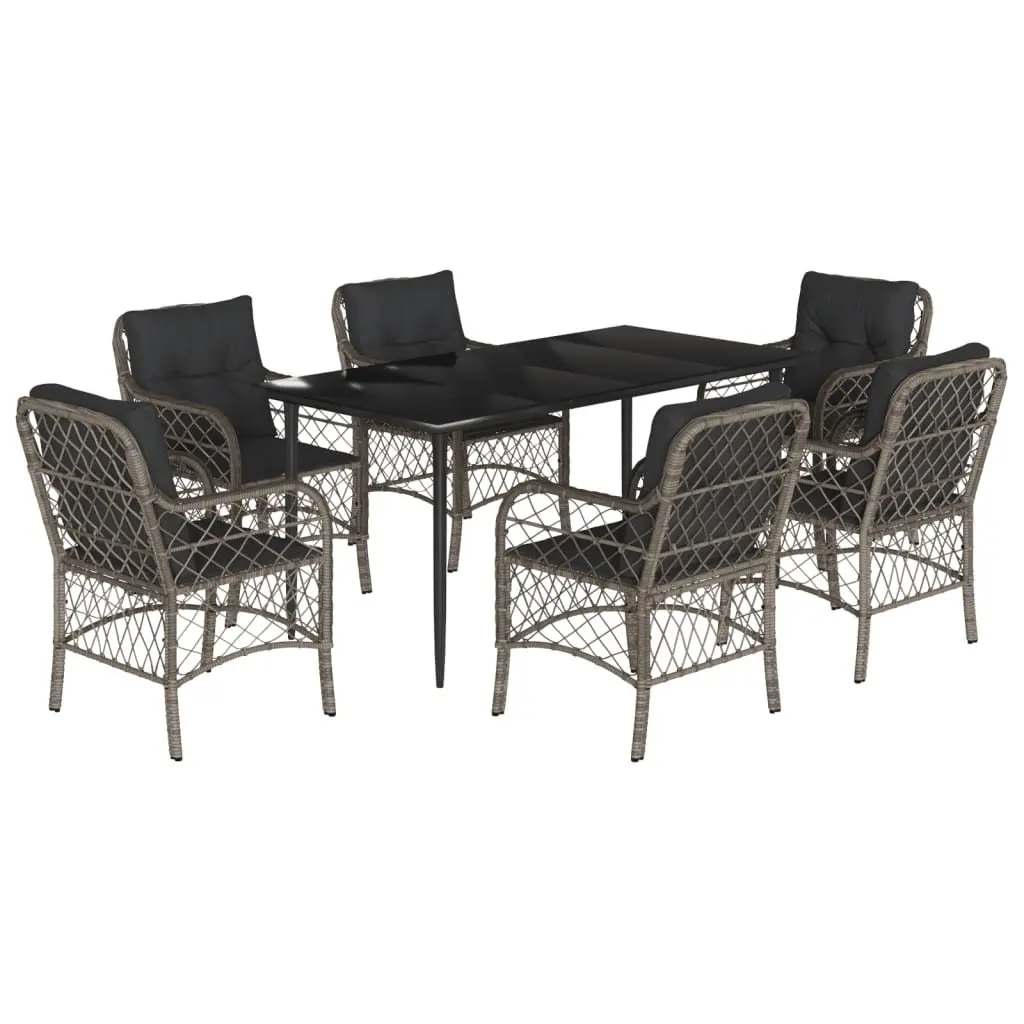 7 Piece Garden Dining Set Outdoor Patio Furniture Table Chairs with Cushions Grey