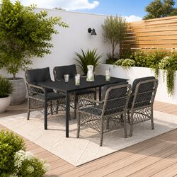 Garden Dining Set 5 Piece Outdoor Furniture with Cushions Grey Patio Table