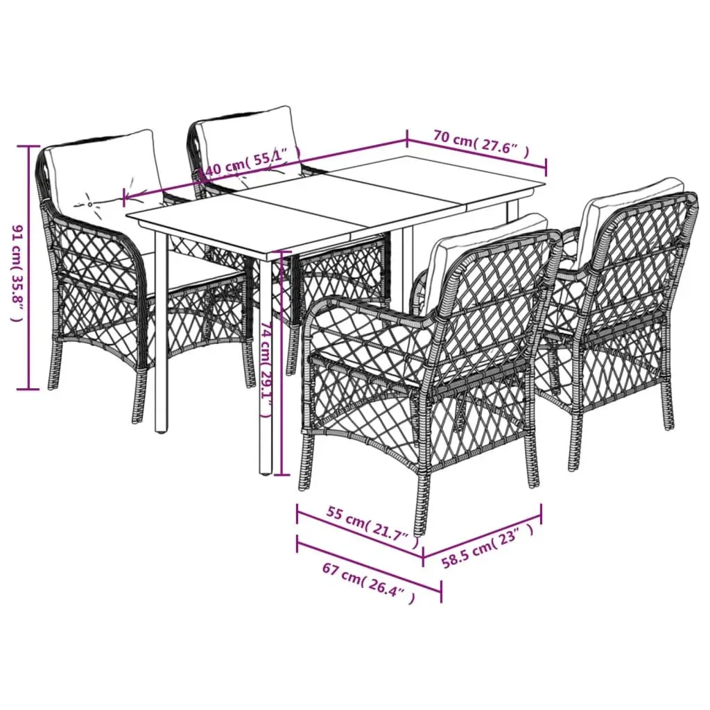 5-Piece Grey Garden Dining Set