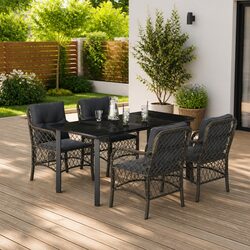 5-Piece Garden Dining Set: Grey Patio Furniture