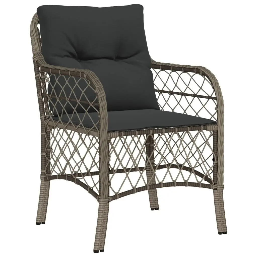 7-Piece Garden Dining Set with Cushions Grey Poly Rattan Outdoor Furniture