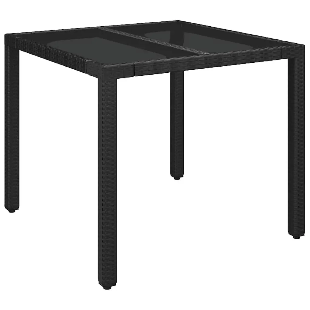 3 Piece Garden Dining Set Outdoor Use Black PE Rattan with Cushions