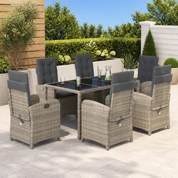 7 Piece Outdoor Furniture Set with Cushions - Grey