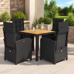 Specifications for 5 Piece Outdoor Dining Set: Black Poly Rattan