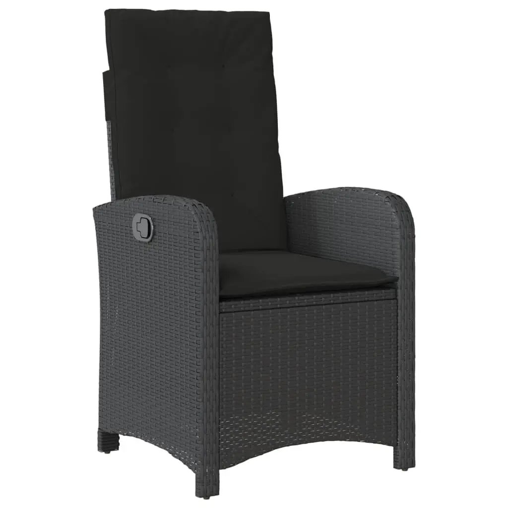 5 Piece Outdoor Dining Set Black Poly Rattan Patio Furniture with Cushions
