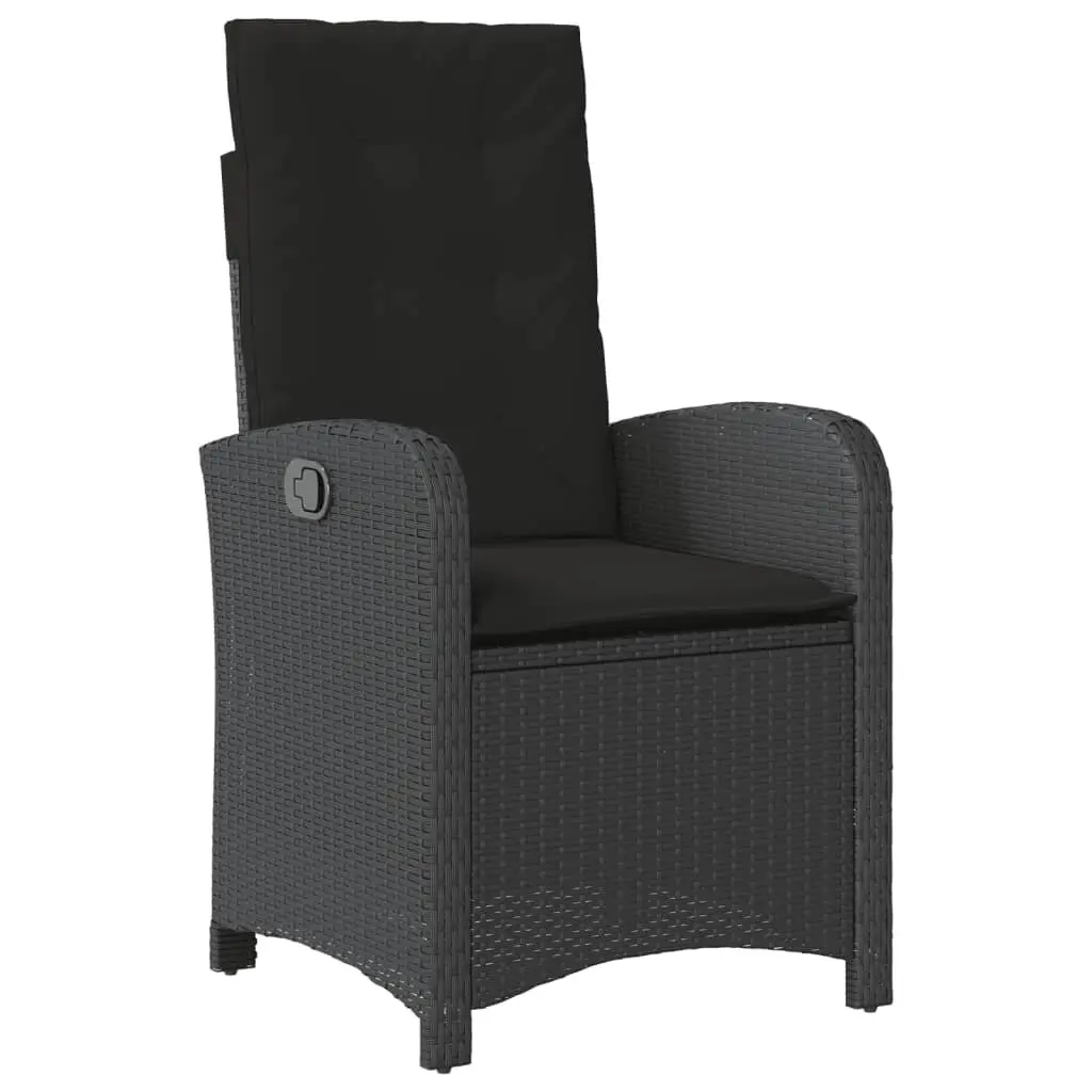 5 Piece Outdoor Dining Set Black Poly Rattan Garden Patio Furniture with