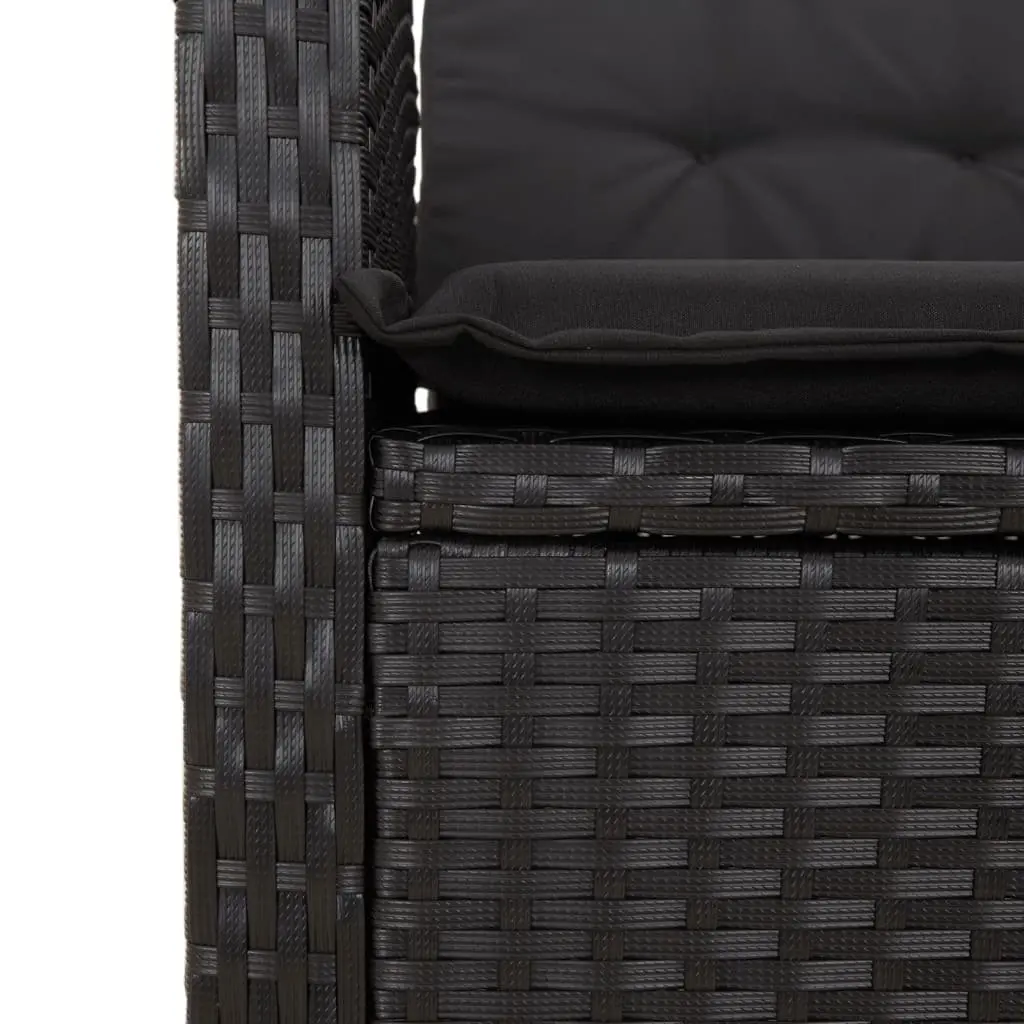 9 Piece Outdoor Garden Dining Set Patio Use Black Poly Rattan Chairs Table with Cushions