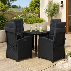 Outdoor Dining Set: 4 Chairs, 1 Table with Glass Top