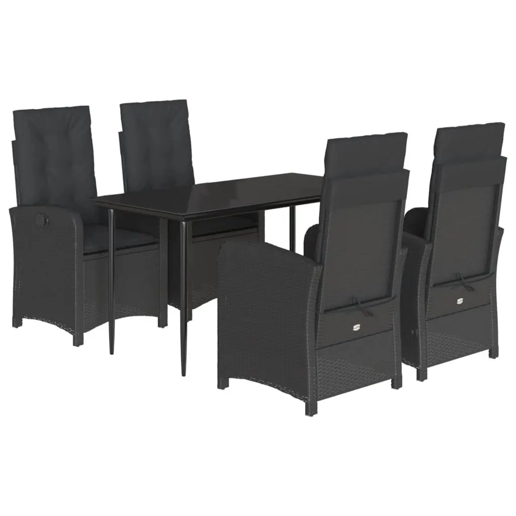 Garden Dining Set Outdoor Furniture 5 Piece Black Poly Rattan Table Chairs