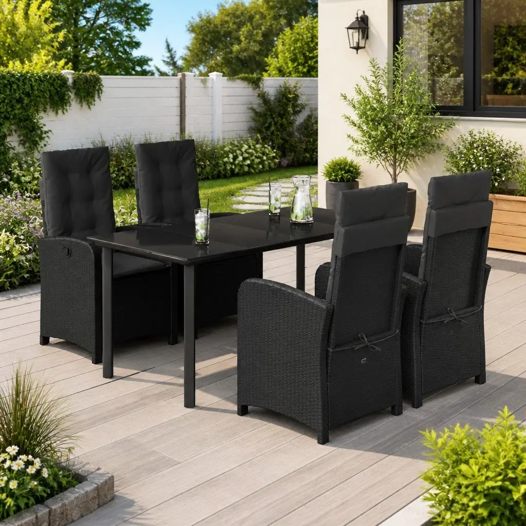 5 Piece Outdoor Dining Set with Adjustable Chairs