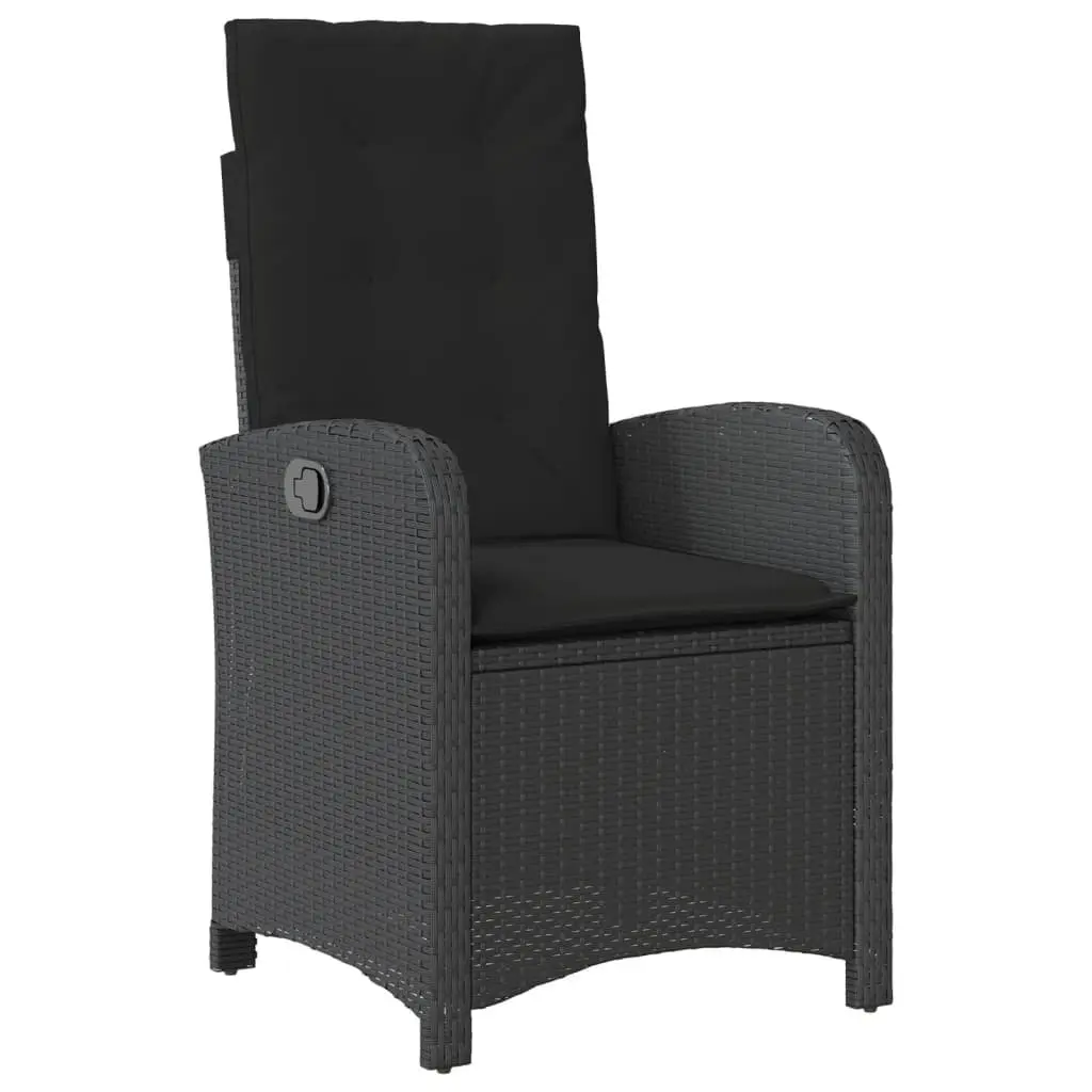 7 Piece Outdoor Dining Set for Patio Garden Black Cushions