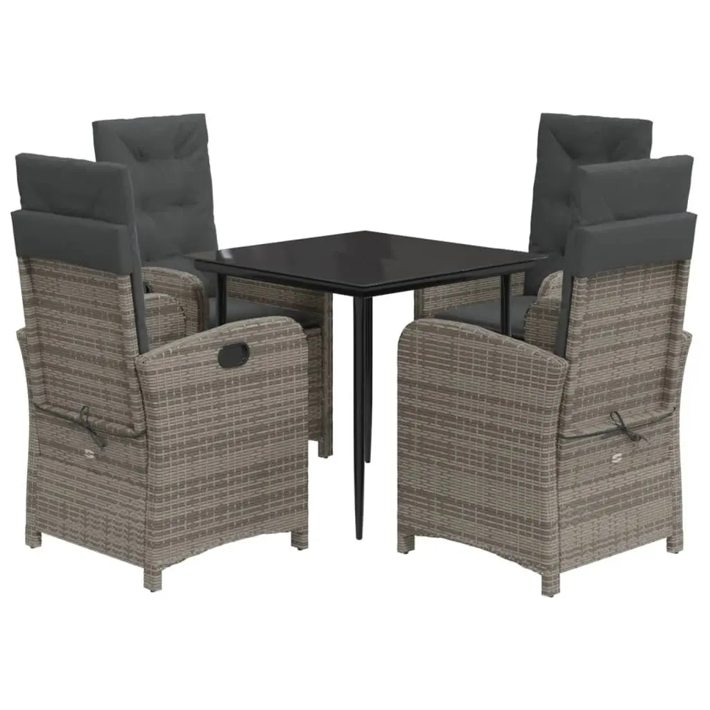 Garden Dining Set 5 Piece Outdoor Furniture Grey for Patio and Garden