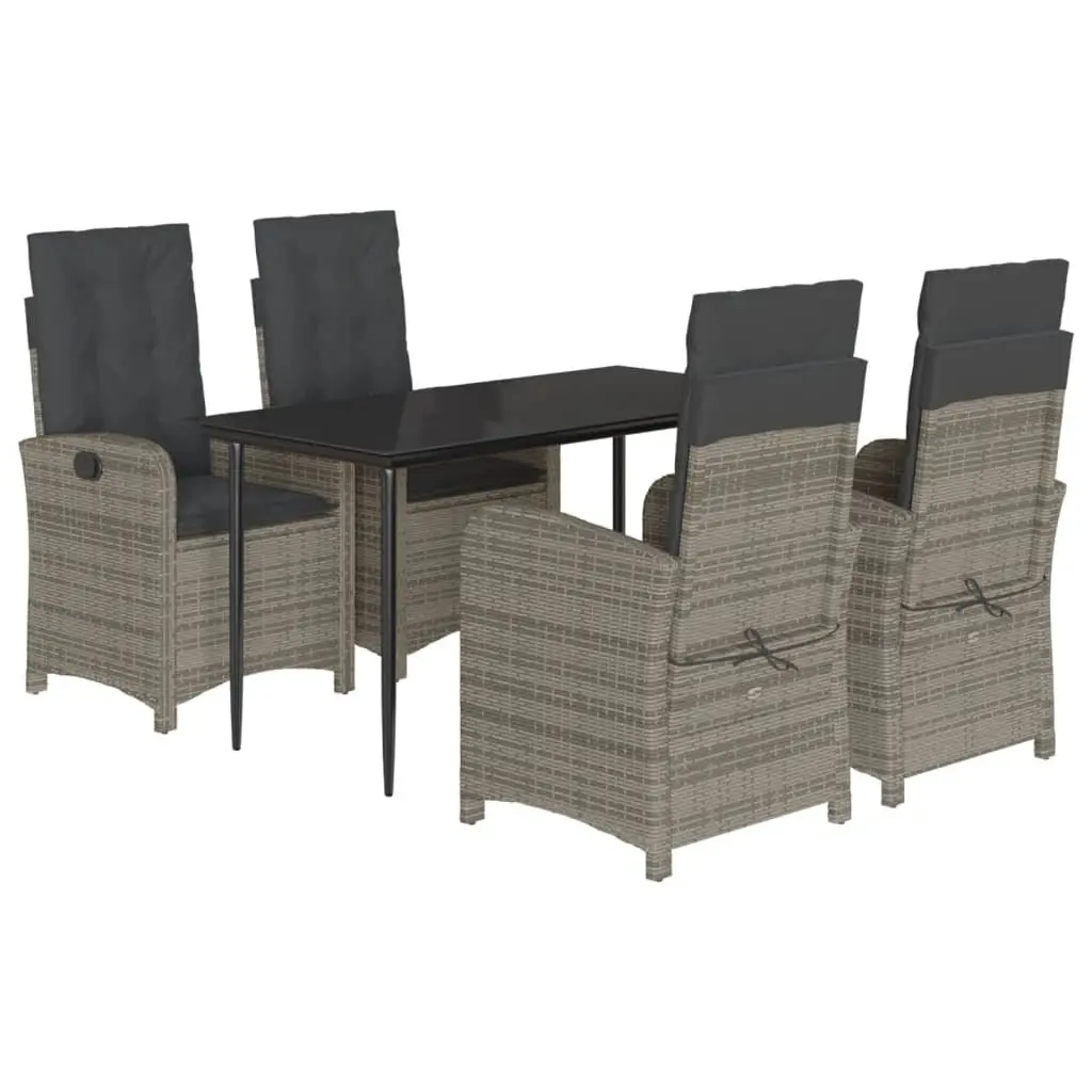 5 Piece Garden Dining Set for Outdoor Use Grey Poly Rattan