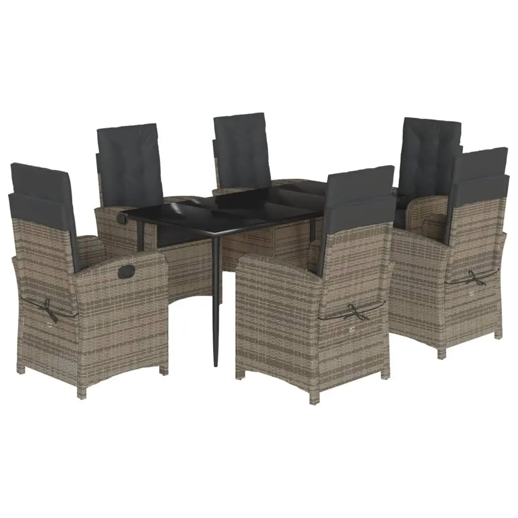 Garden Dining Set Outdoor Use 7 Piece Grey Poly Rattan