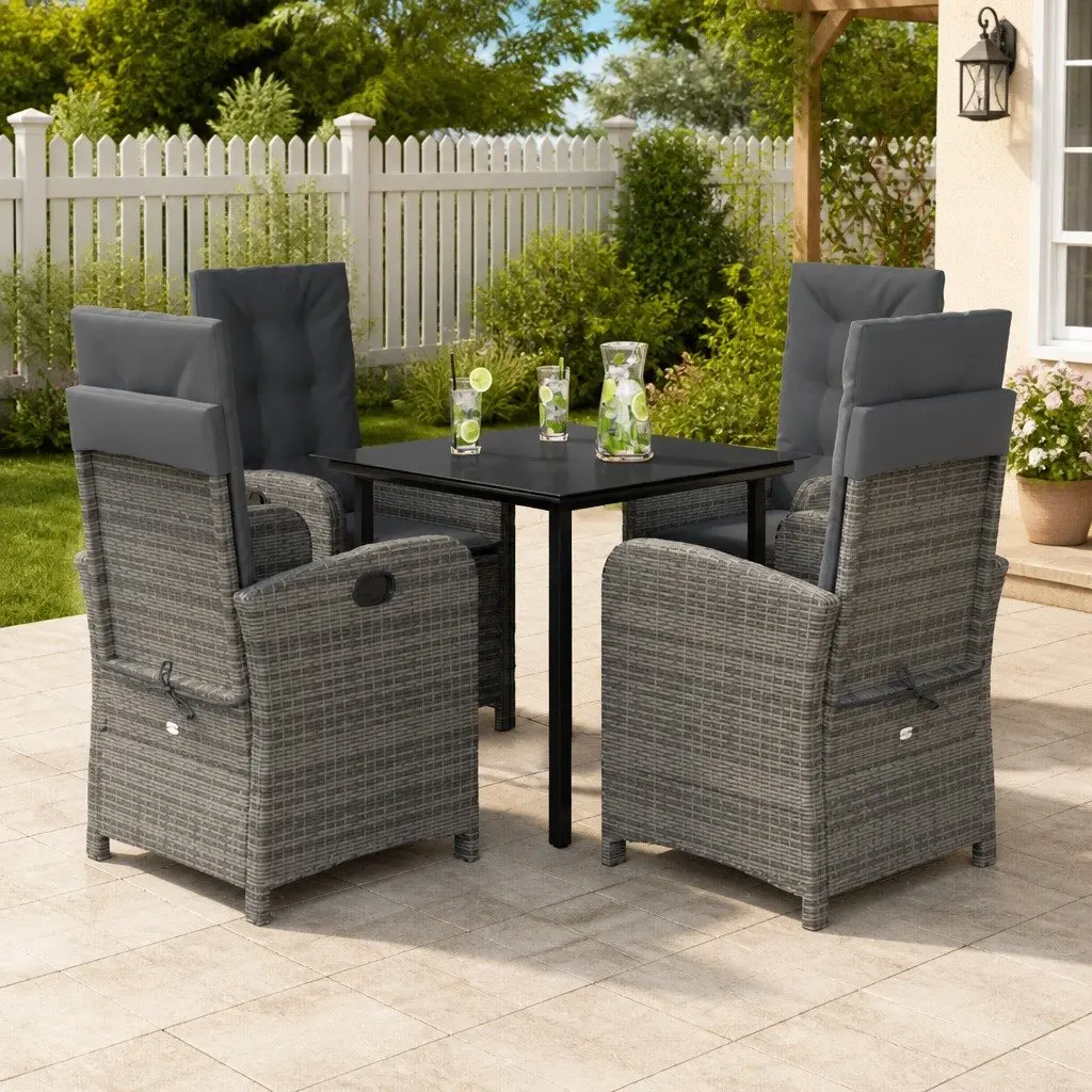 5-Piece Grey Garden Dining Set with Durable Materials