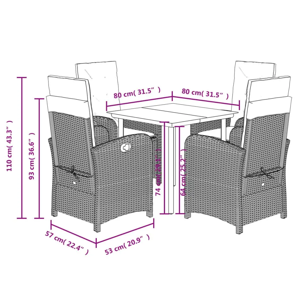 5-Piece Grey Garden Dining Set with Durable Materials