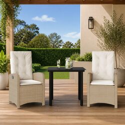 Garden Dining Set 3 Piece Outdoor Furniture Poly Rattan Patio Adjustable
