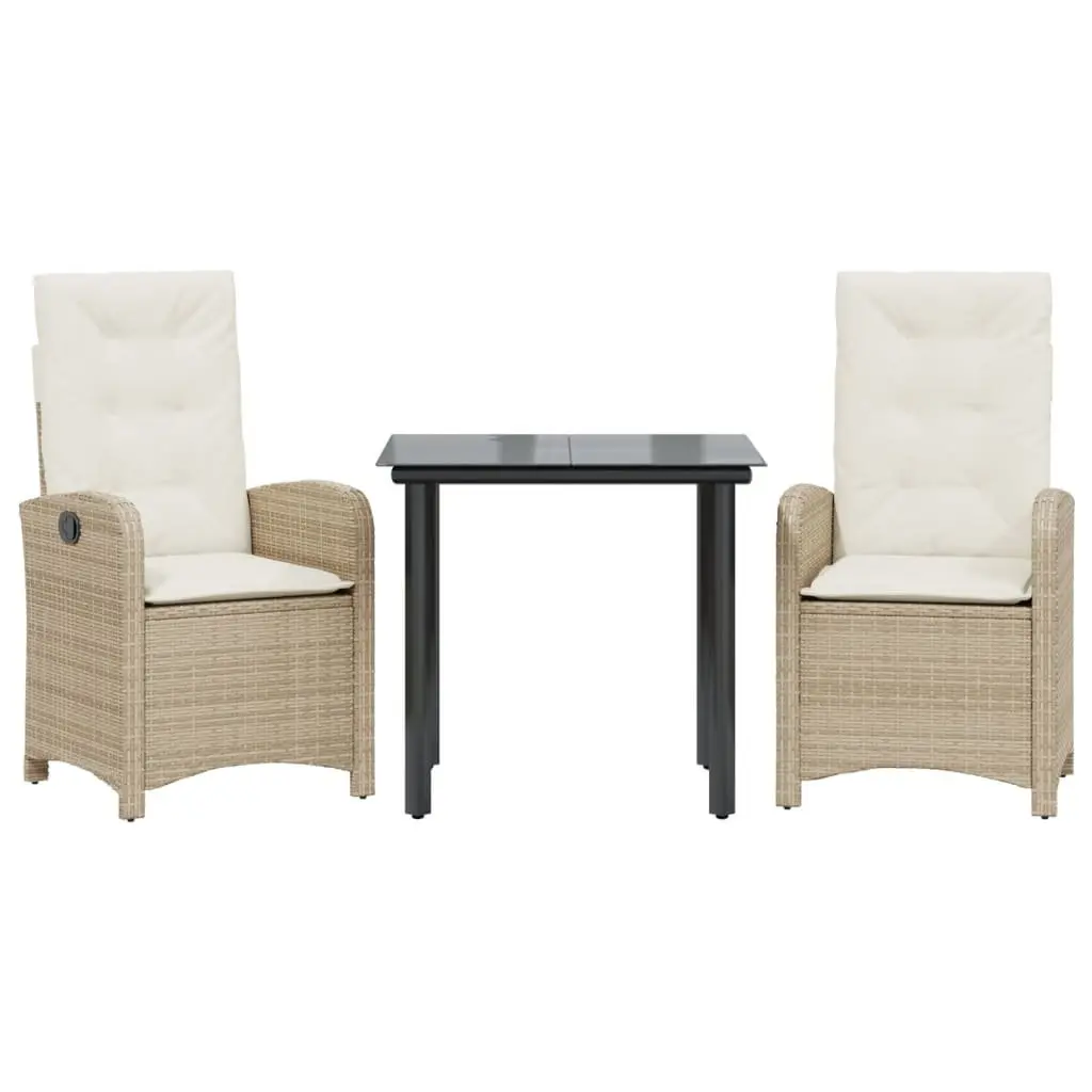Garden Dining Set Outdoor Furniture 3 Piece Patio Beige