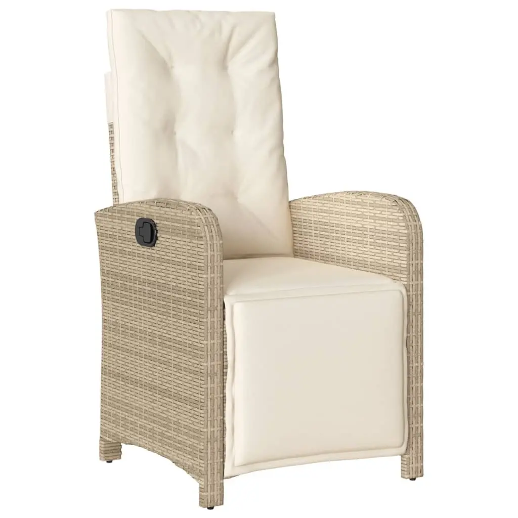 7 Piece Beige Outdoor Dining Set with Adjustable Backrests