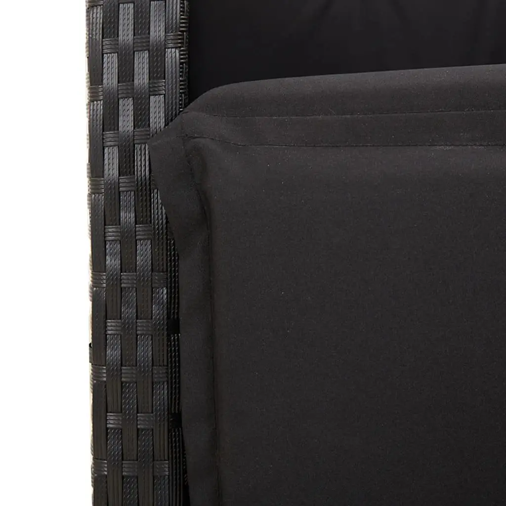3 Piece Bistro Set for Outdoor Use Black Poly Rattan Adjustable Chairs
