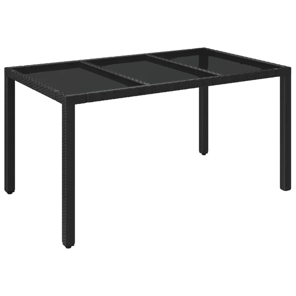 OutdoorDiningSet7PiecePatioFurnitureBlackPolyRattanwithCushionsandTemperedGlassTabletop