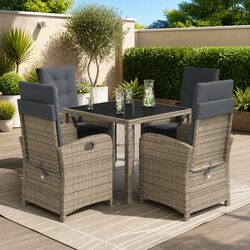 5 Piece Garden Dining Set - Grey, Cushioned Comfort