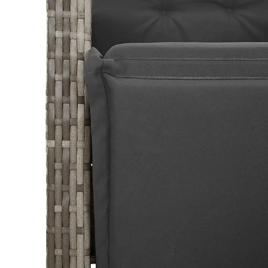 Outdoor Furniture Set 7 Piece Grey Rattan Dining Table Chairs Adjustable Backrest Padded Cushions