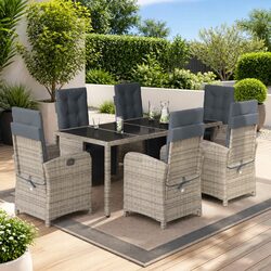 Specifications of 7 Piece Garden Dining Set Grey Poly Rattan