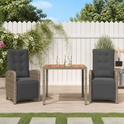Outdoor Bistro Set Specifications: 3-Piece Grey Rattan Furniture