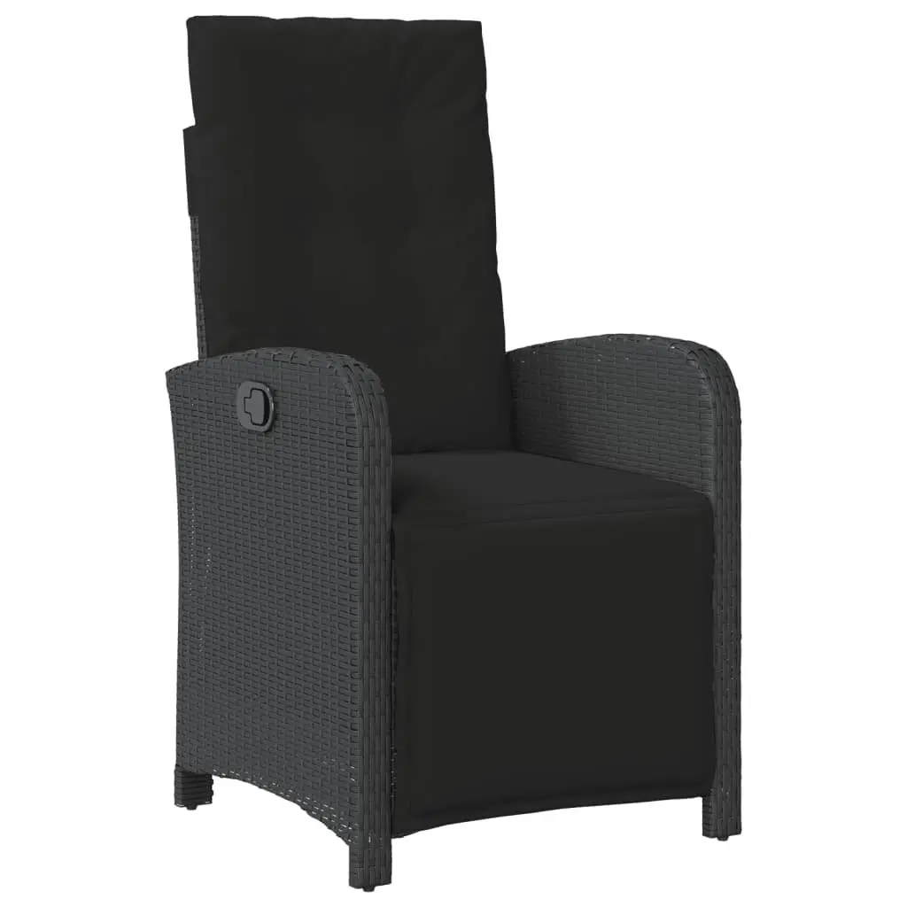 Garden Dining Set 9 Piece Outdoor Furniture Black Poly Rattan with Cushions