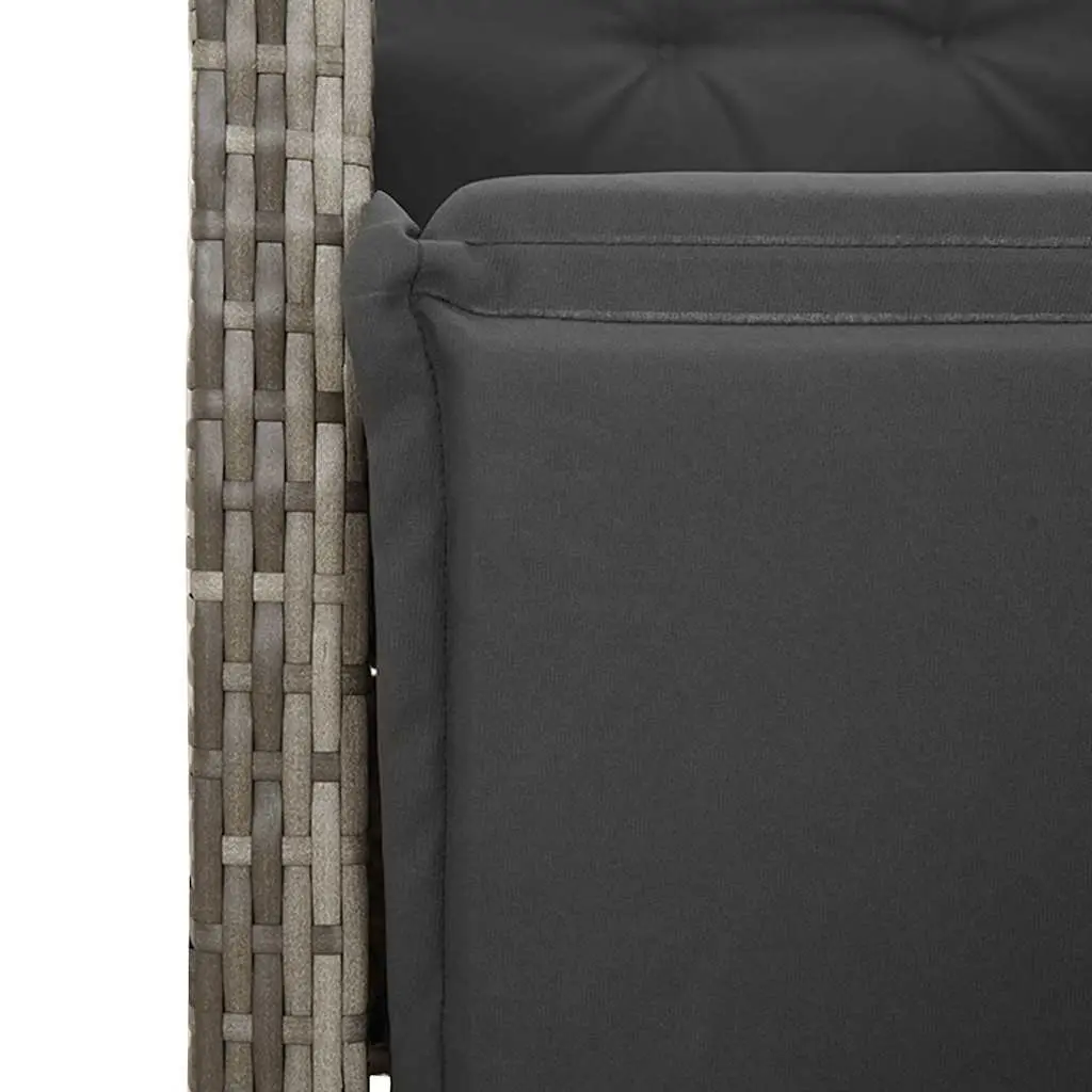 7 Piece Garden Dining Set Grey Poly Rattan Outdoor Furniture with Cushions