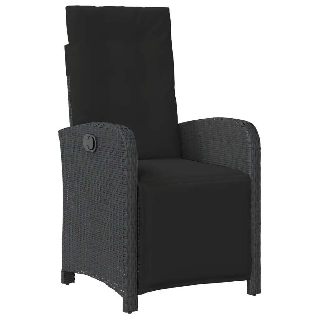 7 Piece Garden Dining Set Outdoor Furniture Black Poly Rattan Chairs Table