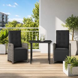 3-Piece Grey Outdoor Bistro Set - Durable and Stylish