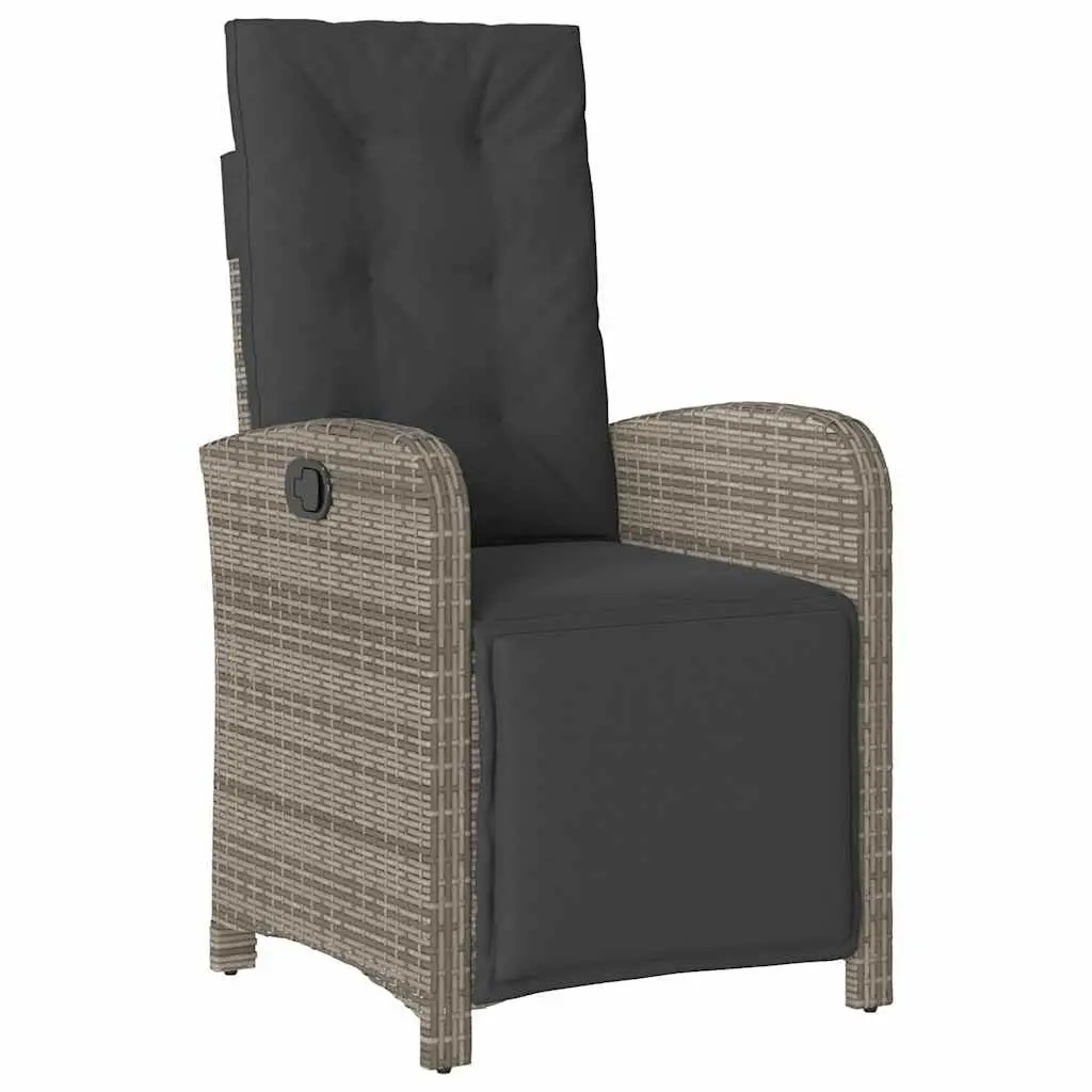3 Piece Outdoor Bistro Set Garden Balcony Grey Poly Rattan Furniture with Cushions