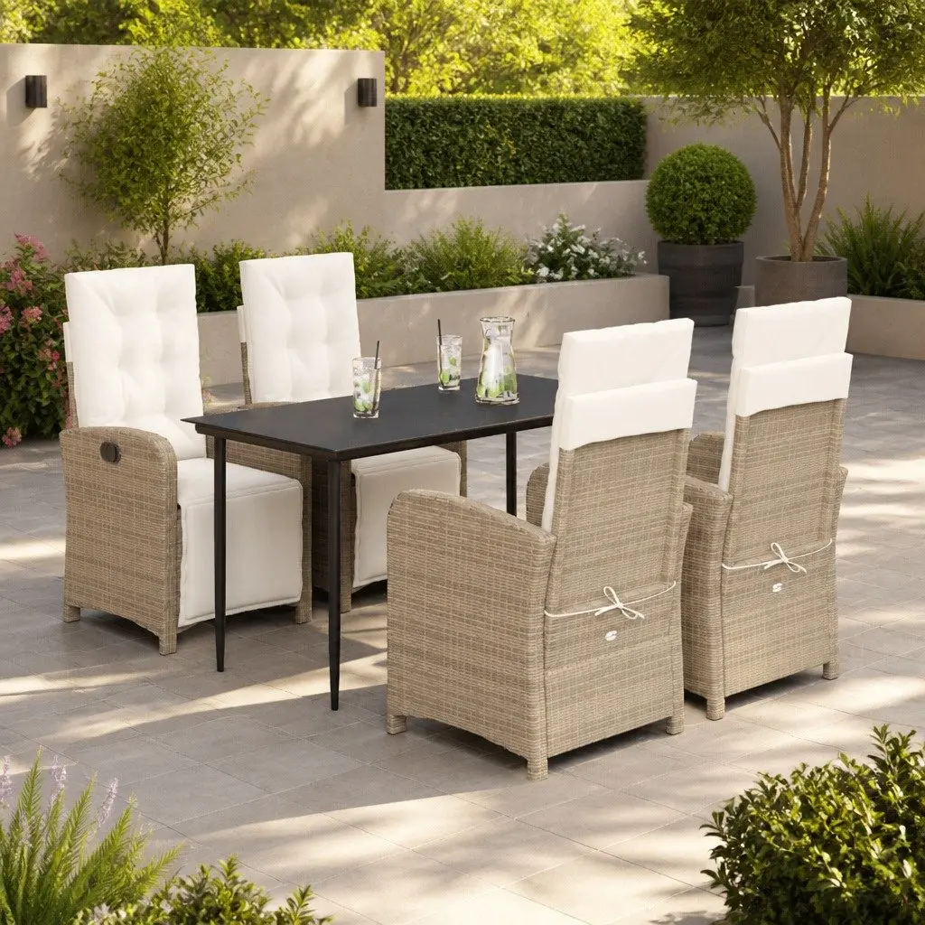 Garden Dining Set 5 Piece Outdoor Furniture for Patio and Garden Beige