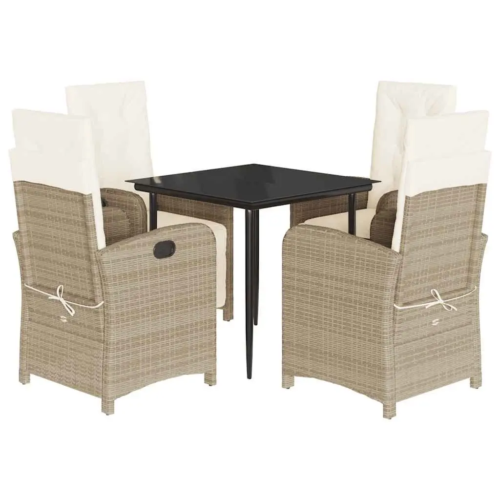 5 Piece Outdoor Dining Set for Garden Beige Poly Rattan