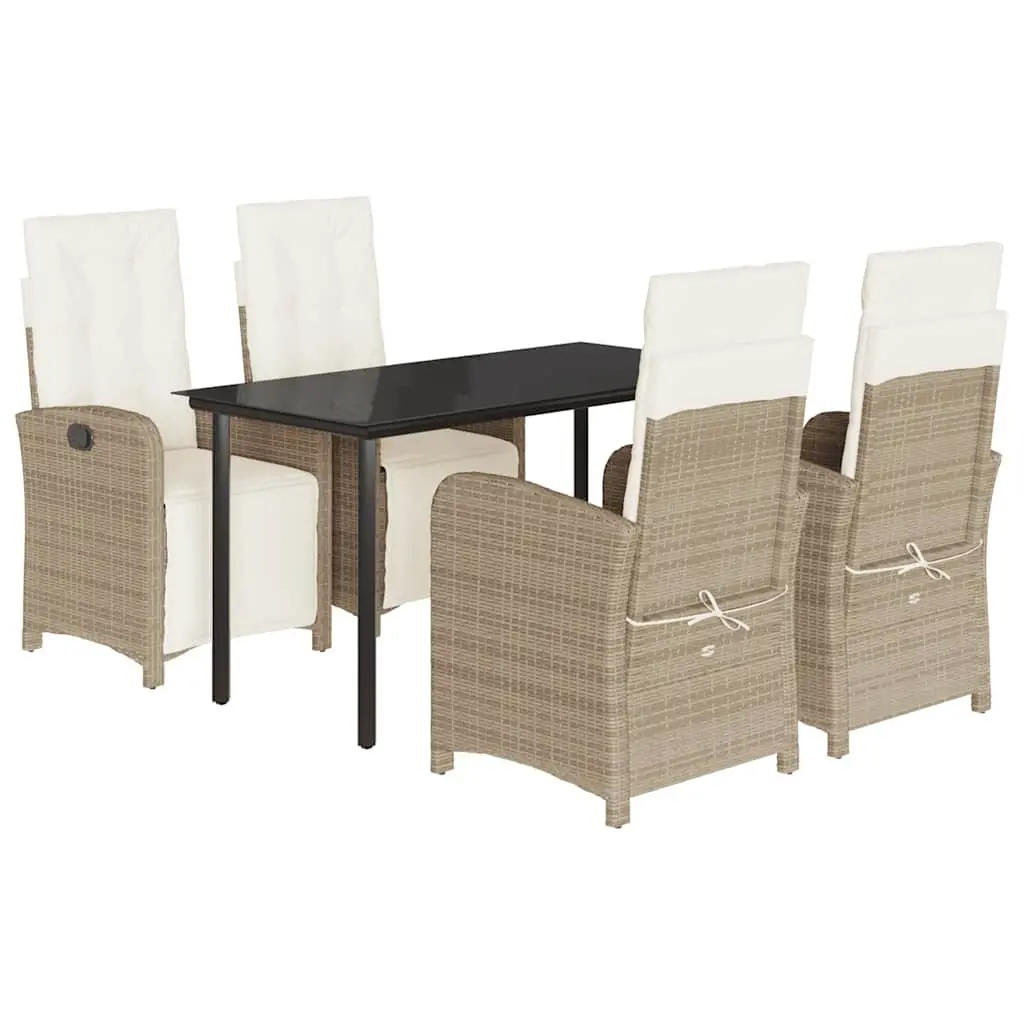 Garden Dining Set Outdoor Use 5 Piece Beige Poly Rattan