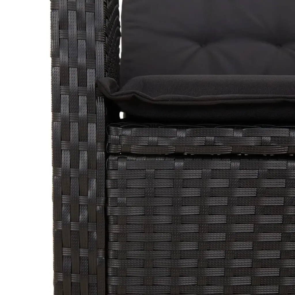 Garden Dining Set 3 Piece Outdoor Patio Furniture with Cushions Black Poly