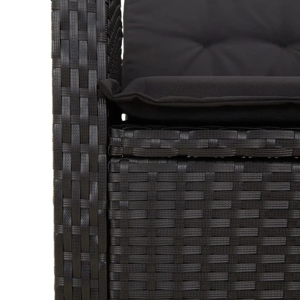 Garden Dining Set Outdoor Furniture 5 Piece Rattan Chair Table Cushions Black