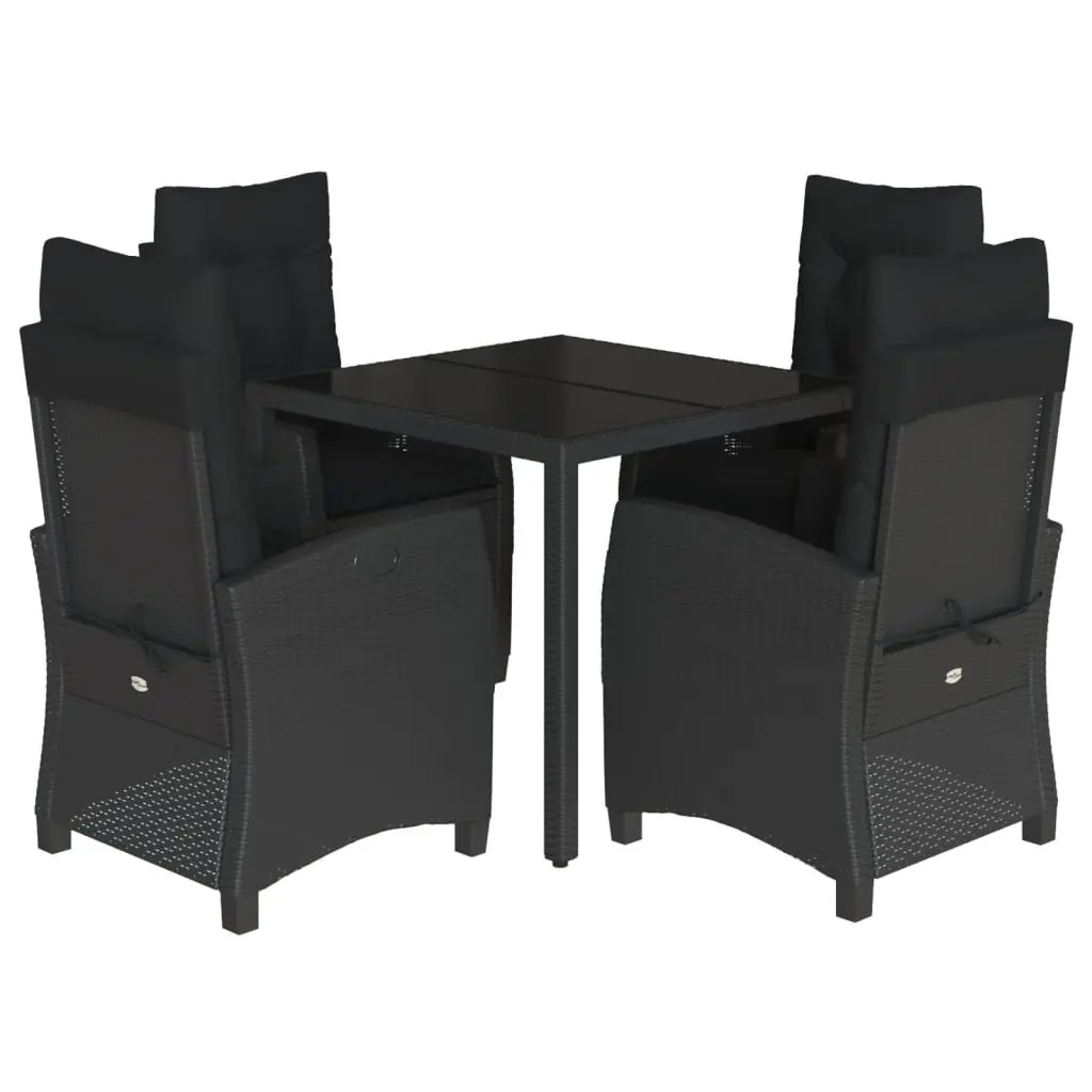 Outdoor Dining Set Garden Furniture 5 Piece Black PE Rattan