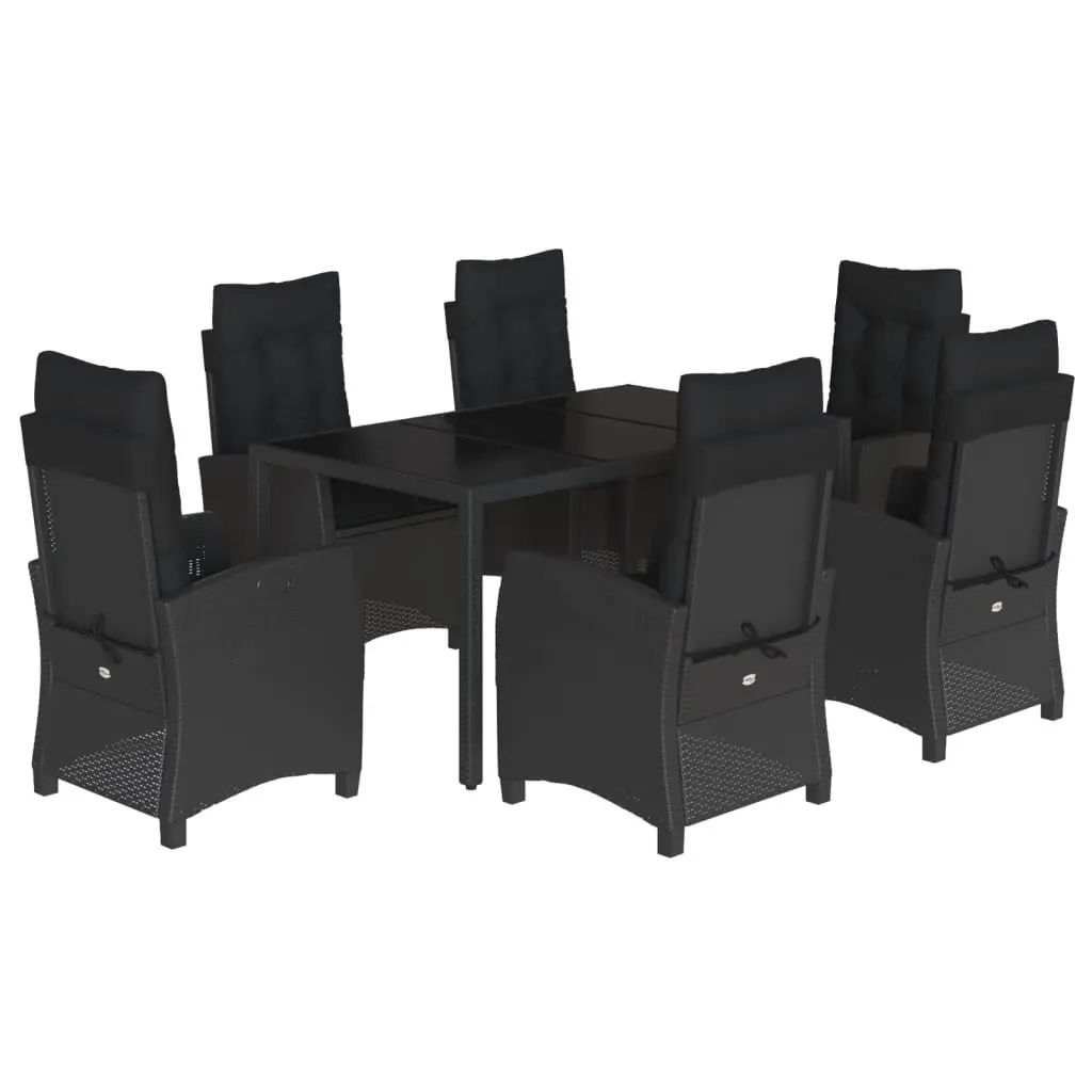 Outdoor Dining Set Garden Furniture 7 Piece Black Poly Rattan