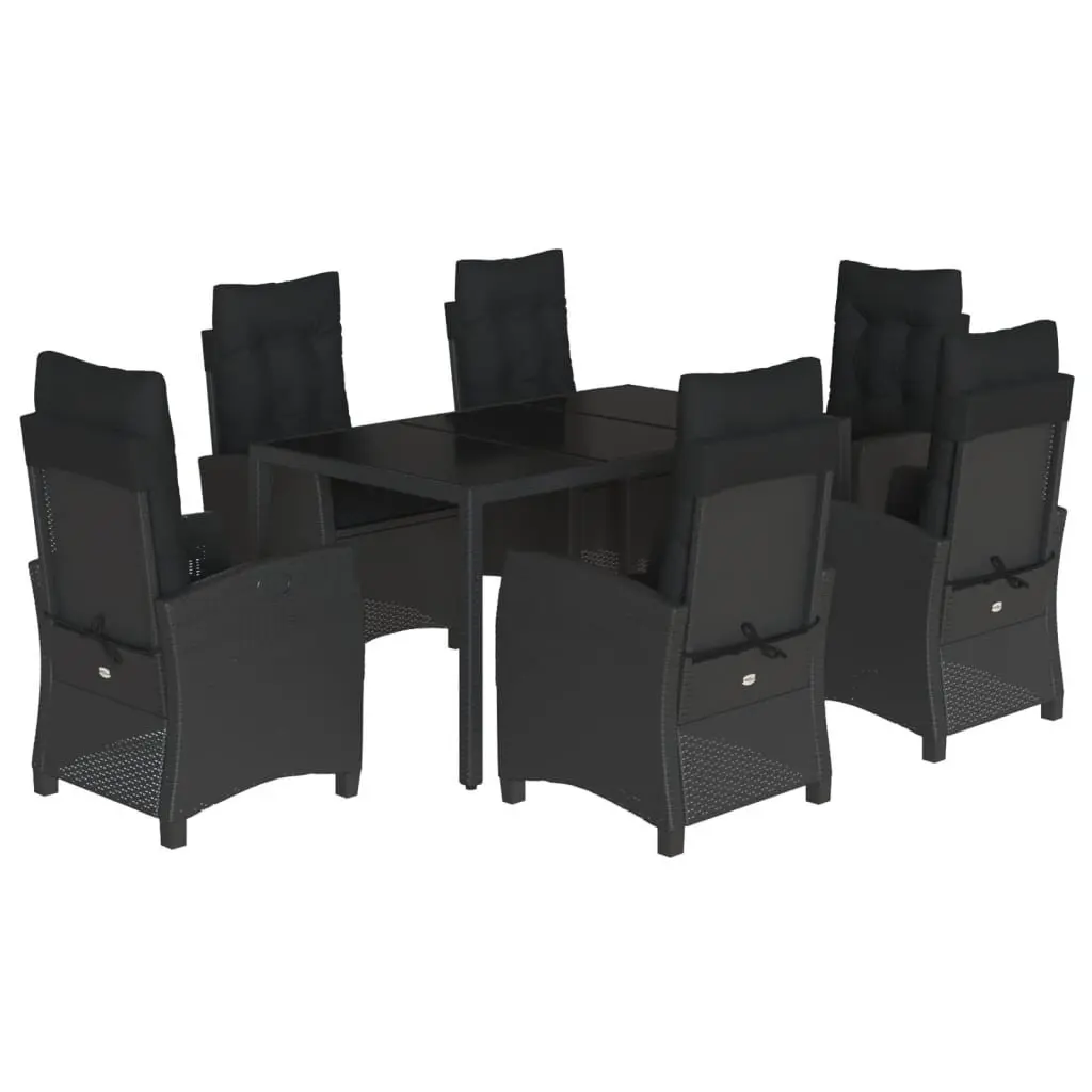 Garden Dining Set Outdoor Patio Furniture 7 Piece Black Poly Rattan Table Chairs