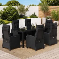 Factual 7 Piece Black Outdoor Garden Dining Set